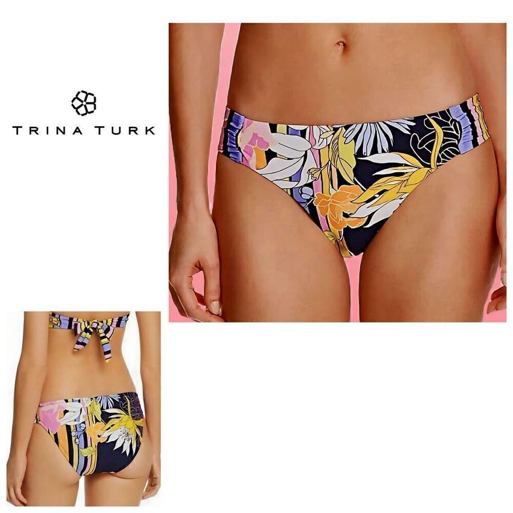 New. Trina Turk navy floral bikini bottom. Size 10. Retails $79